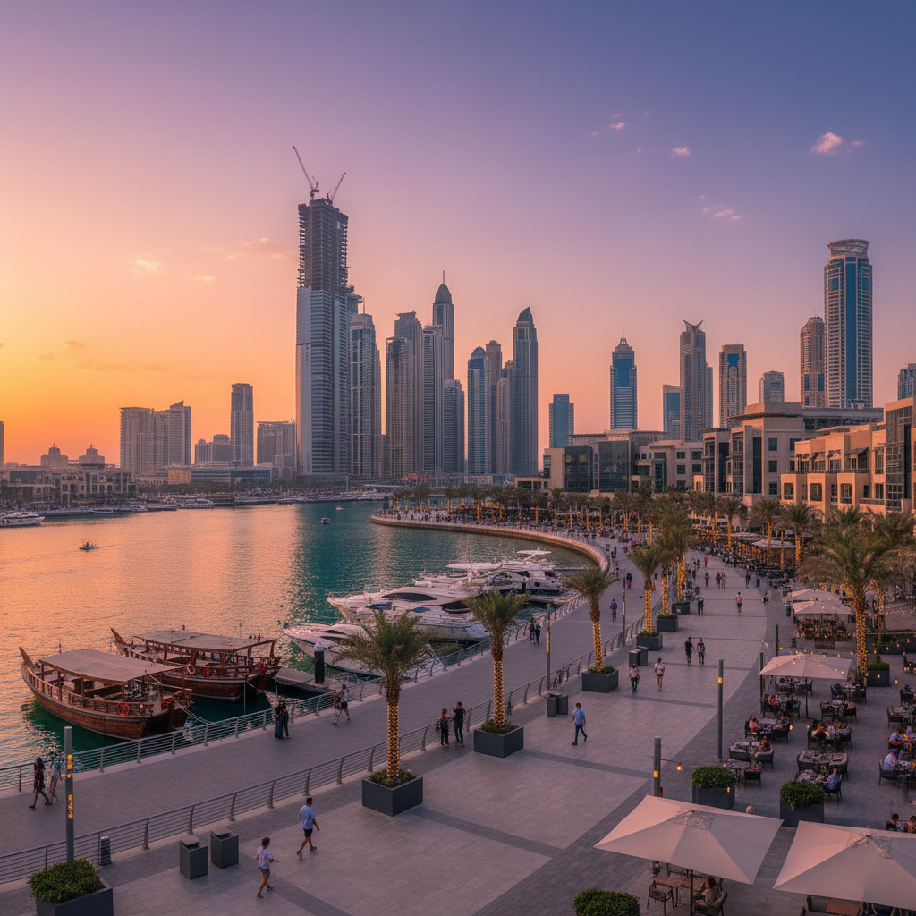 Dubai Creek Harbour skyline and waterfront promenade