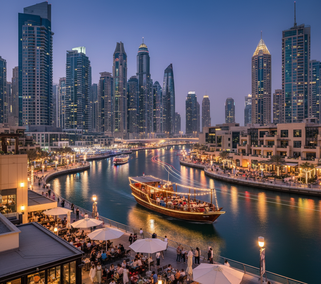 Dubai Marina dhow cruise and nightlife