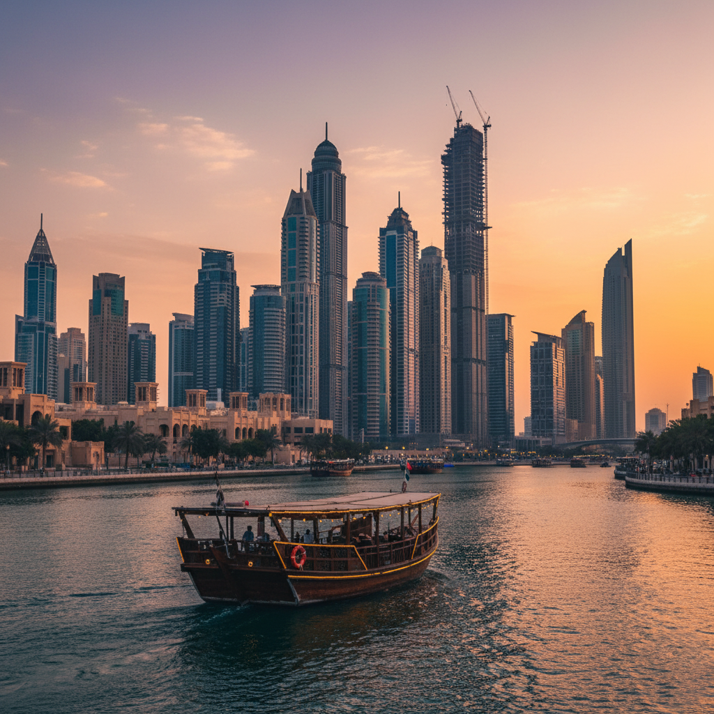 Dubai Creek dhow cruise and waterfront views