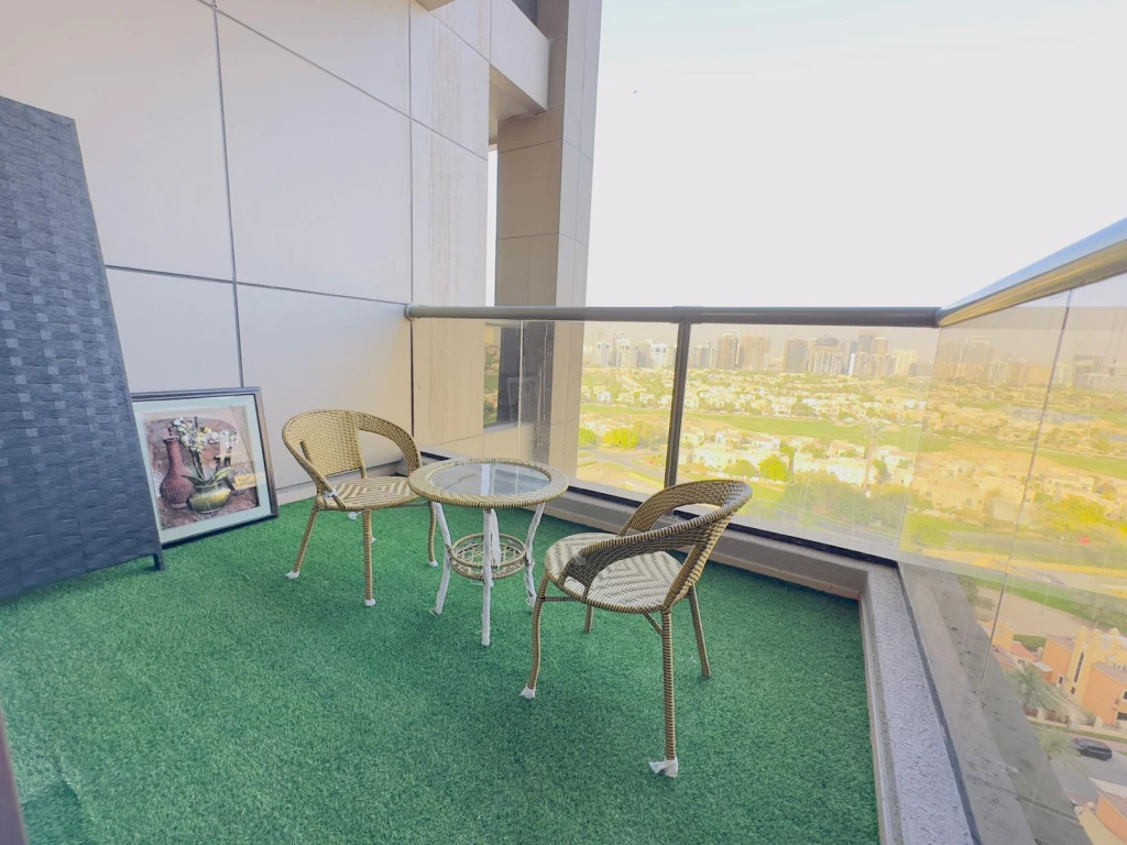 Furnished Studio with Golf Views | Balcony | Dubai Sports City
