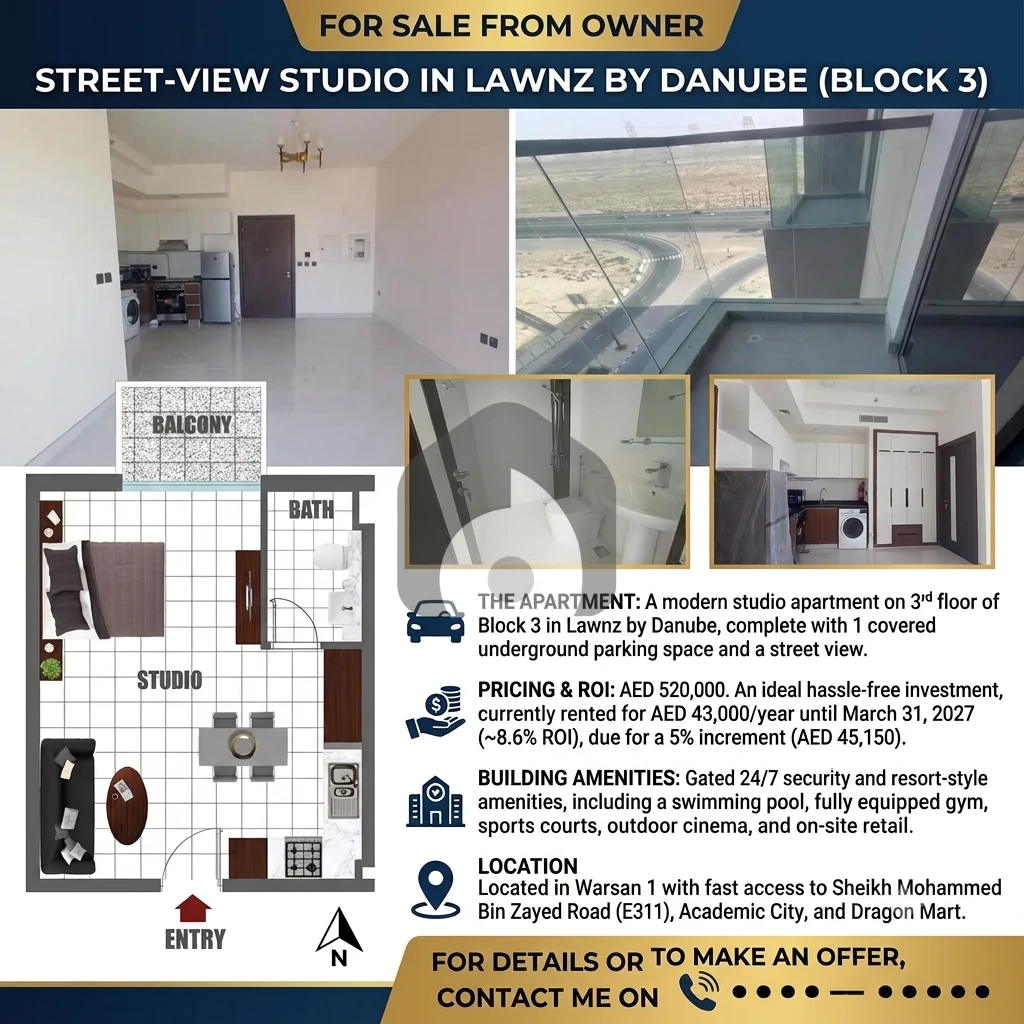 Studio Apartment for Sale in Warsan First, Dubai
